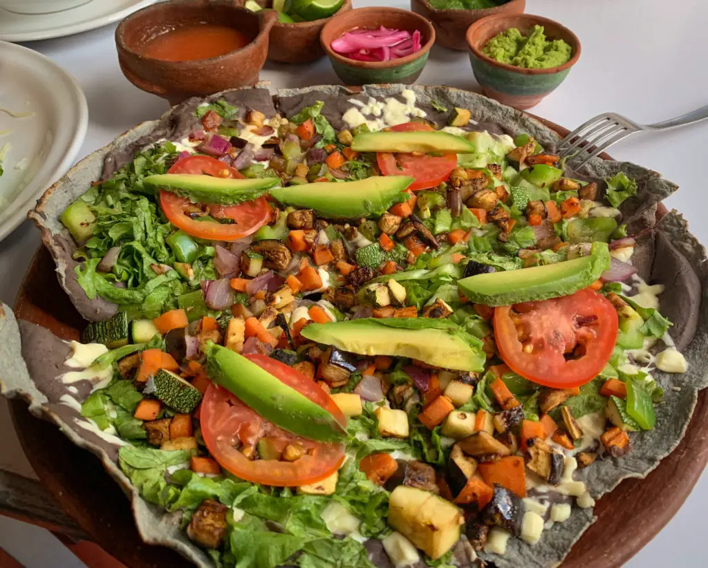 Vegetarian tlayudas de Oaxaca