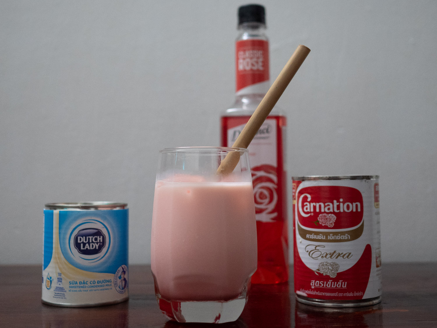 Finished rose milk drink - Sirap Bandung Drink Recipe

