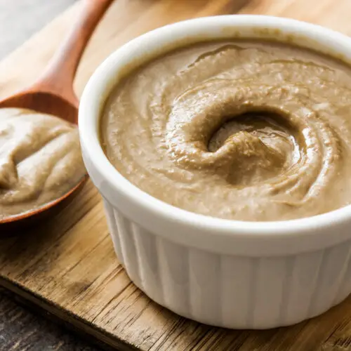 Tahini is made with sesame seeds and oil.