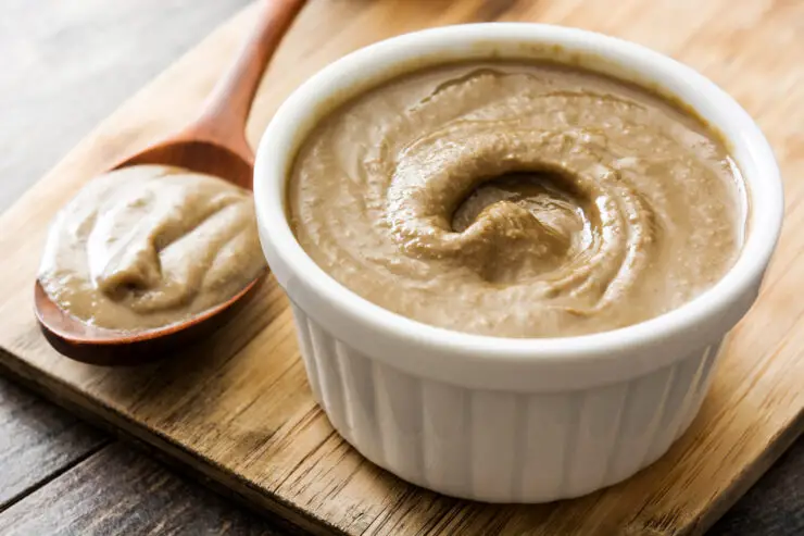 Tahini is made with sesame seeds and oil.