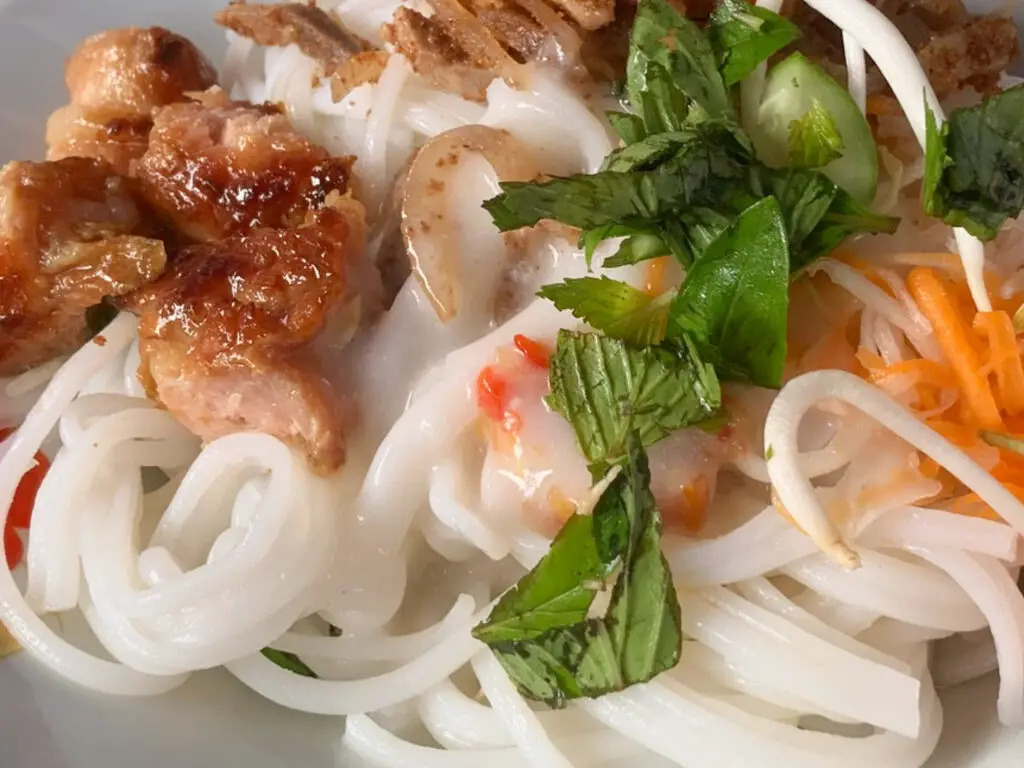 Banh Tam Bi is a specialty of the Mekong Delta and a favourite Vietnamese Food